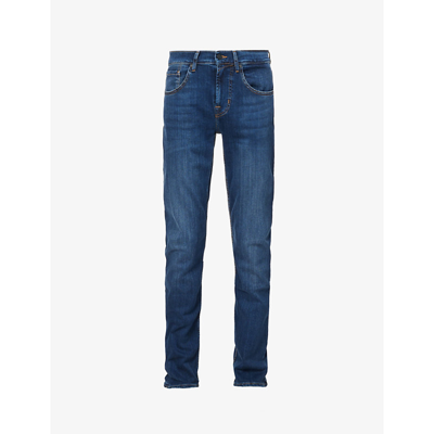 Shop 7 For All Mankind Men's Mid Blue Slimmy Tapered Luxe Performance Plus Slim-fit Tapered Jeans