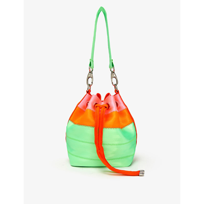 Belo Ju Upcycled And Recycled-polyester Bucket Bag In Mint Orange Pink