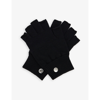 Shop Rick Owens Fine-knit Wool Fingerless Gloves In Black