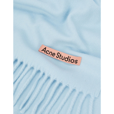 Shop Acne Studios Canada New Fringe-trimmed Wool Scarf In Light Blue