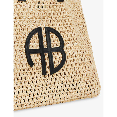 Shop Anine Bing Womens Natural Rio Logo-embossed Woven Straw Tote Bag