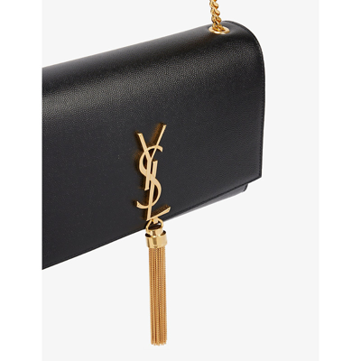 Shop Saint Laurent Womens Black/gold Kate Chain-tasselled Medium Leather Shoulder Bag