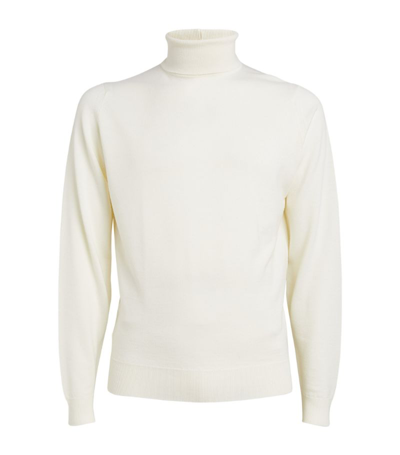 Shop John Smedley Merino Wool Rollneck Sweater In White