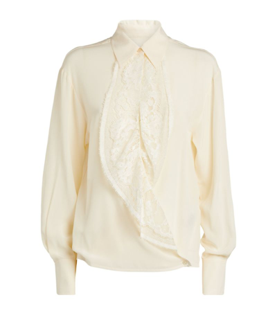 Shop Victoria Beckham Silk Lace-detail Blouse In White