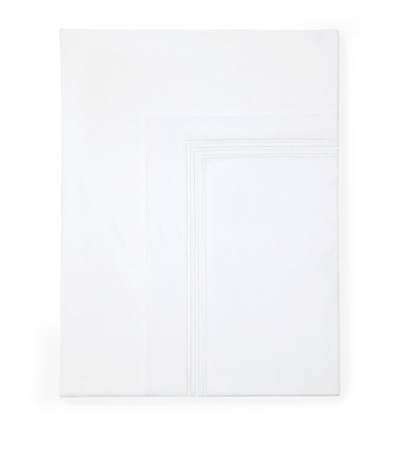 Shop Pratesi Tre Righe King Flat Sheet (300cm X 270cm) In White