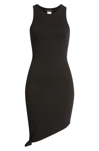 Shop Naked Wardrobe Side Tie Asymmetric Hem Tank Dress In Black