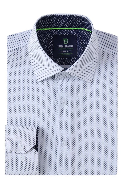 Tom Baine Regular Fit Performance Stretch Long Sleeve Button Front Shirt In White