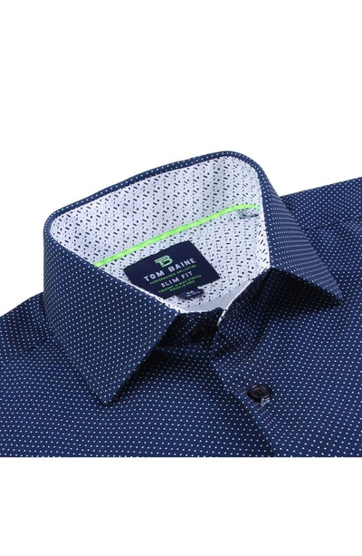Shop Tom Baine Regular Fit Performance Stretch Long Sleeve Button Front Shirt In Navy