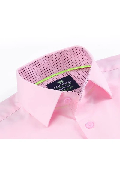 Shop Tom Baine Regular Fit Performance Stretch Long Sleeve Button Front Shirt In Pink