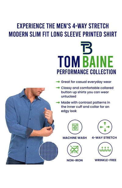 Shop Tom Baine Regular Fit Performance Stretch Long Sleeve Button Front Shirt In Navy
