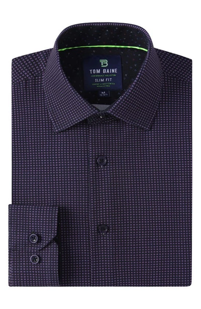 Tom Baine Regular Fit Performance Stretch Long Sleeve Button Front Shirt In Blue