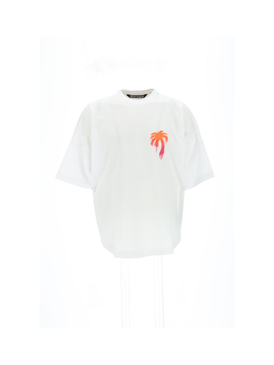 Shop Palm Angels T-shirts & Vests In White Fucsia