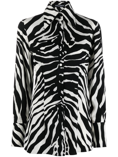 Shop Dolce & Gabbana Zebra` Printed Shirt In Nero