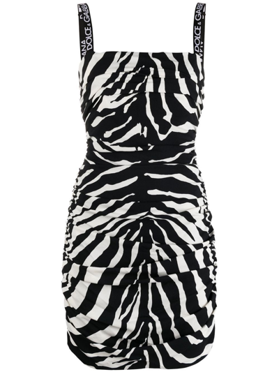 Shop Dolce & Gabbana `zebra` Mini Dress In Nero