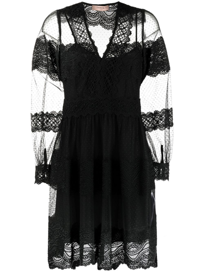 Shop Twinset Mini Dress In Nero