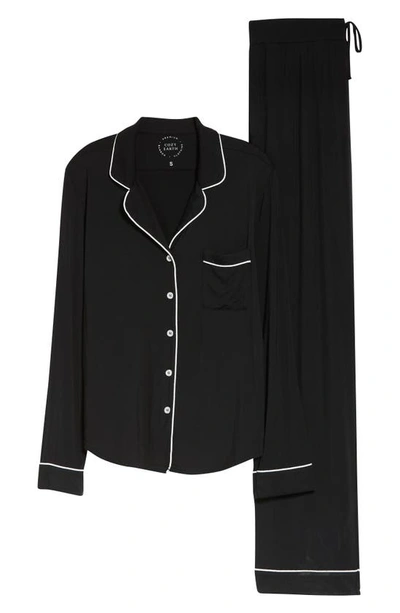 Shop Cozy Earth Long Sleeve Knit Pajamas In Black