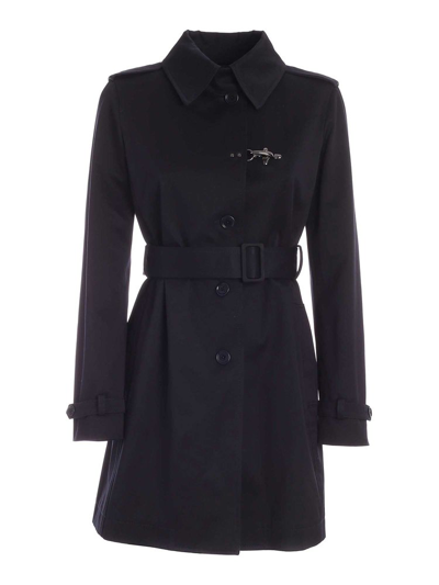 Shop Fay Single Breasted Trench Coat In Black