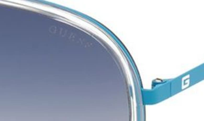Shop Guess 59mm Aviator Sunglasses In Shiny Blue / Gradient Blue