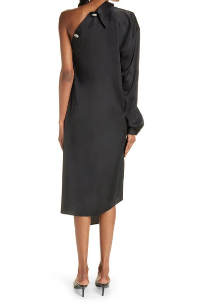 Shop Acne Studios Danika Asymmetric One-shoulder Satin Dress In Black
