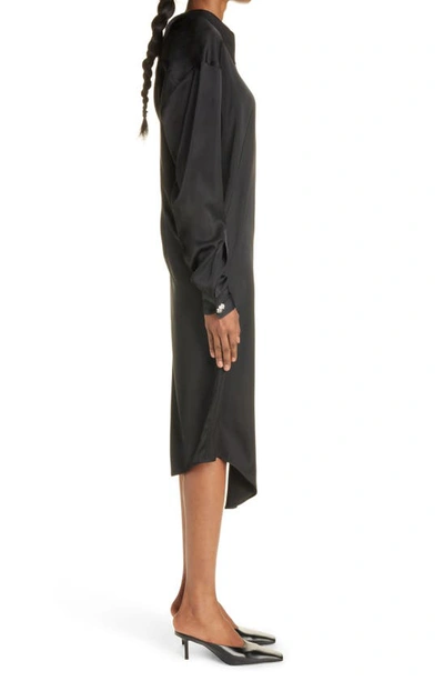 Shop Acne Studios Danika Asymmetric One-shoulder Satin Dress In Black