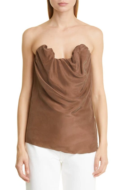 Shop Totême Moulage Habutai Silk Tube Top In Saddle Brown