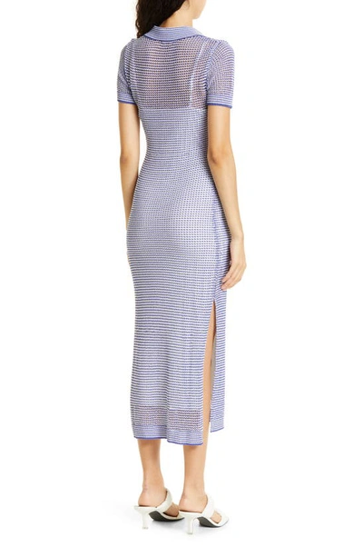 Shop Staud Oceane Knit Maxi Dress In Blue Iris/ White