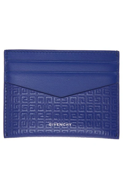 Shop Givenchy 4g-motif Leather Card Case In 426-ocean Blue