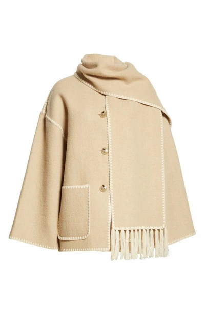 Shop Totême Chain Stitch Wool Blend Scarf Jacket In Harvest