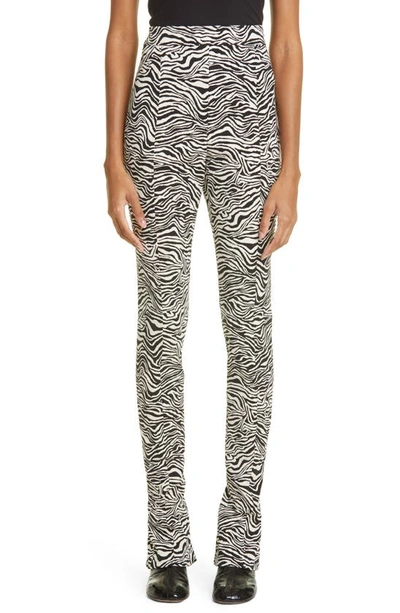 Shop Proenza Schouler Zebra Jacquard Split Hem Pants In Black/ Ecru