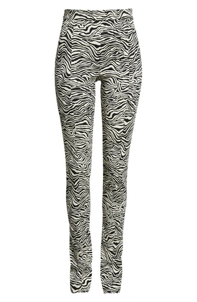 Shop Proenza Schouler Zebra Jacquard Split Hem Pants In Black/ Ecru