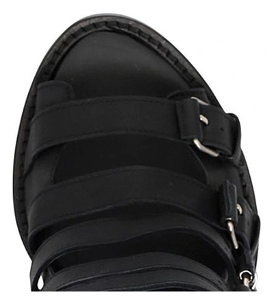 Shop Ann Demeulemeester Multi Strap Leather Wedge Sandals In Black