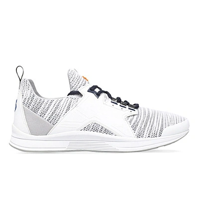 Shop Kenzo Ozzy Leather And Mesh Running Trainers In White