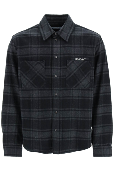 Shop Off-white Flannel Shirt With Arrows Embroidery In Grey