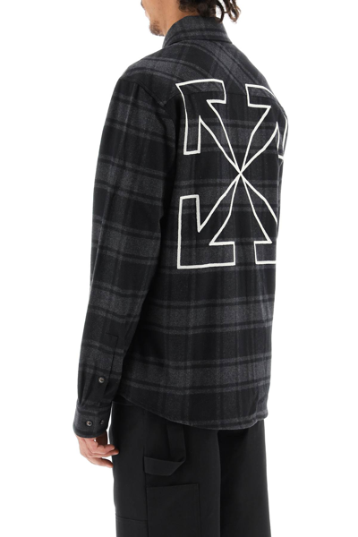 Shop Off-white Flannel Shirt With Arrows Embroidery In Grey