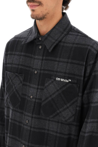 Shop Off-white Flannel Shirt With Arrows Embroidery In Grey