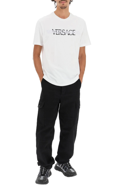 Shop Versace Mitchel Fit T-shirt With Greca And Logo In White