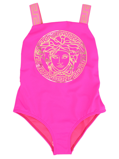 Shop Versace Medusa One-piece Swimsuit In Fuchsia