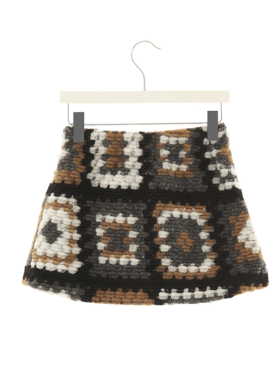 Shop Douuod Granny Square Crochet Skirt In Multicolor