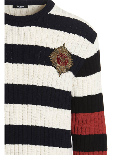Shop Balmain Chest Embroidery Sweater In Multicolor