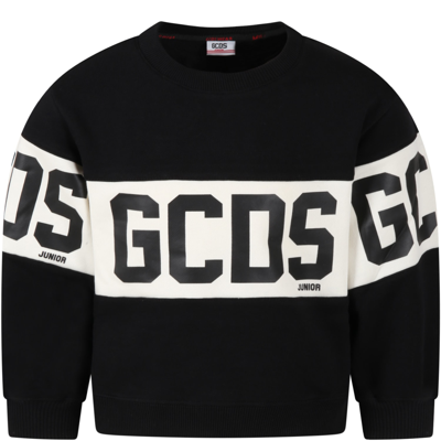 Shop Gcds Mini Black Sweatshirt For Kids With Logo