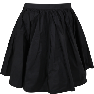 Shop Msgm Black Skirt For Girl With White Logo