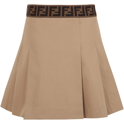 Shop Fendi Beige Skirt For Girl