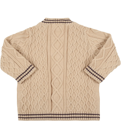 Shop Fendi Beige Cardigan For Babies With Double Ff