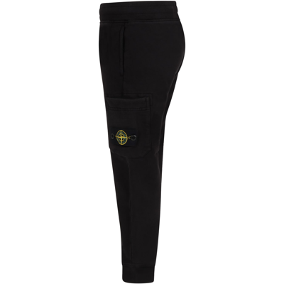 Shop Stone Island Junior Black Sweatpant For Boy With Iconic Compass