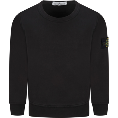 Shop Stone Island Junior Black Sweatshirt For Boy With Iconic Compass