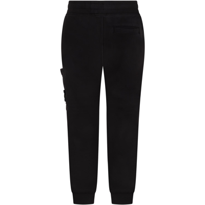 Shop Stone Island Junior Black Sweatpant For Boy With Iconic Compass