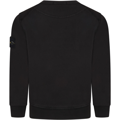Shop Stone Island Junior Black Sweatshirt For Boy With Iconic Compass