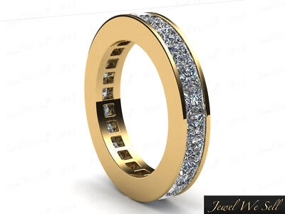 Pre-owned Jewelwesell Natural 2.50ct Princess Diamond Channel Set Eternity Band Ring 14k Yellow Gold In I