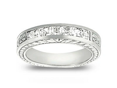 Pre-owned Jewelwesell Natural 1ct Princess Diamond Wedding Band Ring 14k White Gold Gh I1 Channel Set