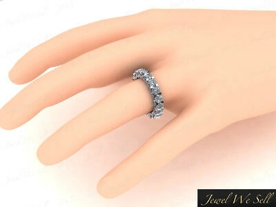 Pre-owned Jewelwesell 3.00ct Round Cut Diamond Shared U-prong Eternity Band Ring 14k White Gold I Si2